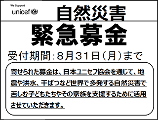 ガユニセフ自然災害緊急募金